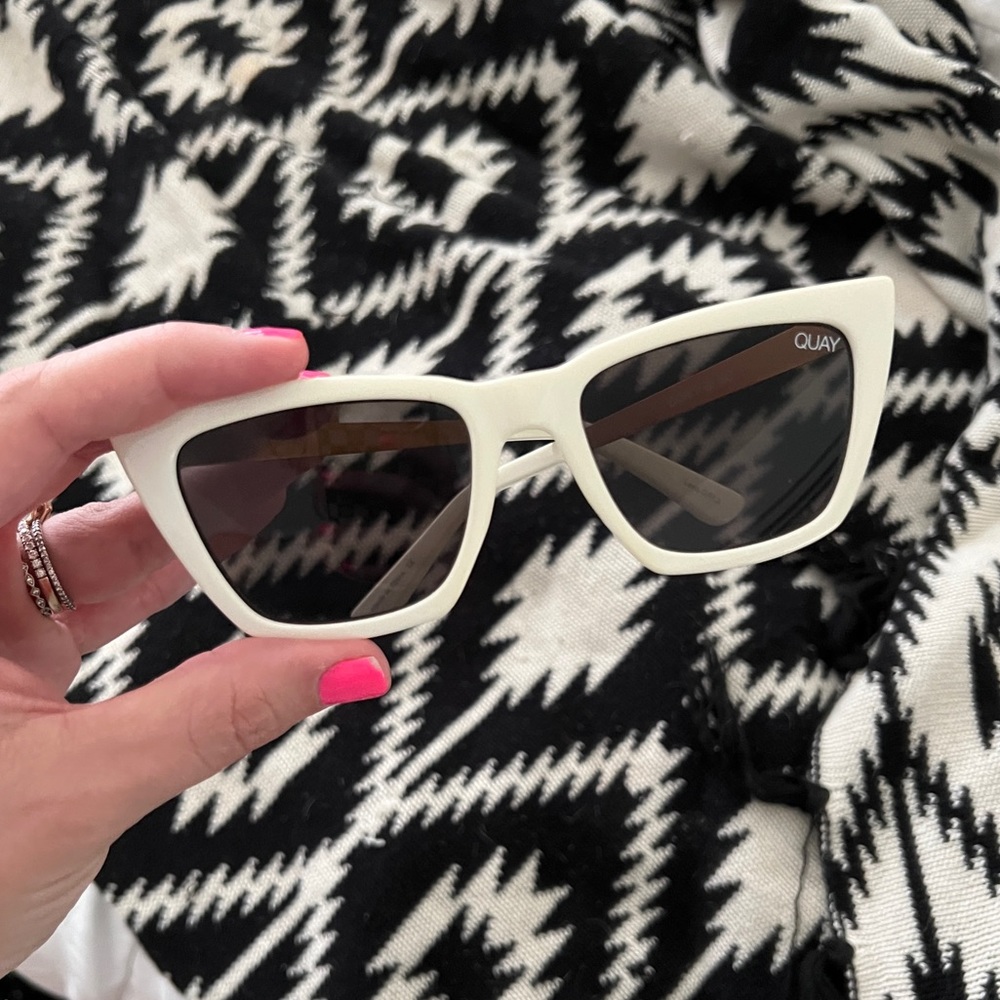 Quay White Cat Eye Sunglasses